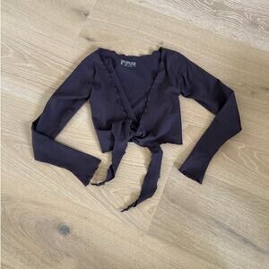 437 Long Sleeve Top The Wrap Size XS Espresso Brown